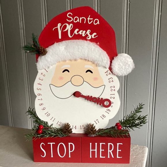 NWT- Wooden Santa Please Stop Here 🎅🏻 Days To Christmas Countdown Decoration - Picture 3 of 16